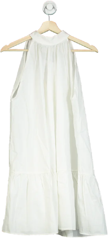 & Other Stories White Halterneck Dress With Tie Detail UK XS