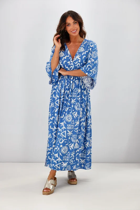 Salty Bright Camilla Dress Blue Print