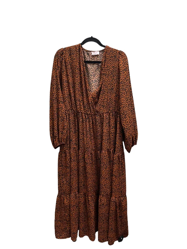 Dress Casual Maxi By Pink Lily In Brown, Size: Xl