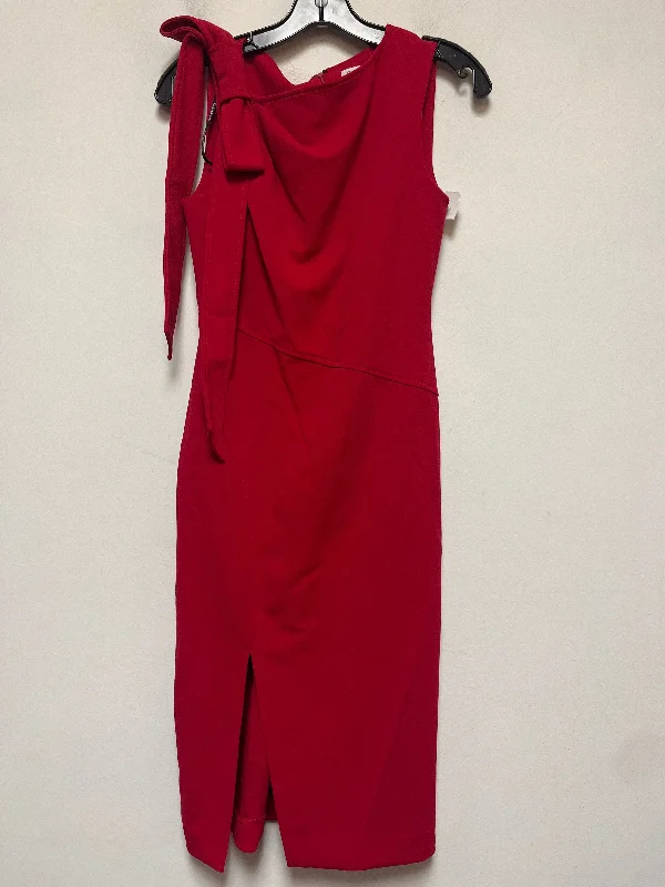 Dress Casual Midi By Calvin Klein In Red, Size: Xs