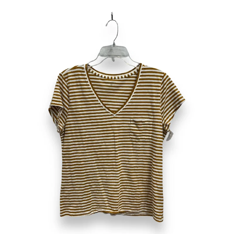 Top Short Sleeve By Garnet Hill In Striped Pattern, Size: L