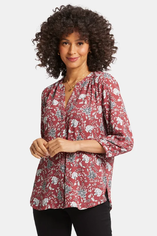 Pintuck Blouse - Wine Ridge