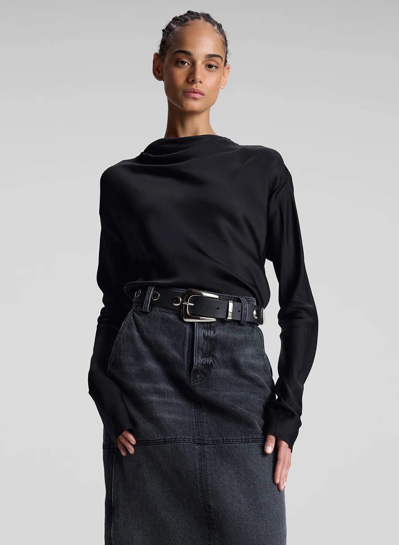 Georgia Satin Top - Black