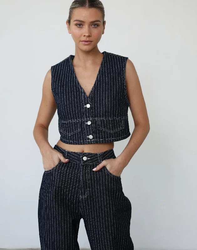 Pamela Vest (Pinstripe Denim)