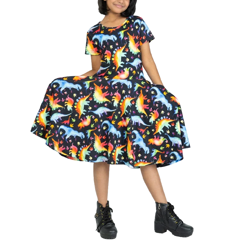 Rainbowsaurus Kids Twirl Dress