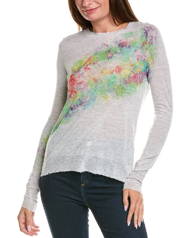 Autumn Cashmere Distressed Splatter Print Cashmere Sweater