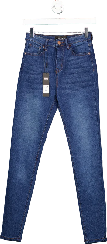 Fashion Nova Dark Wash Maya High Rise Stretch Skinny Jeans UK 3