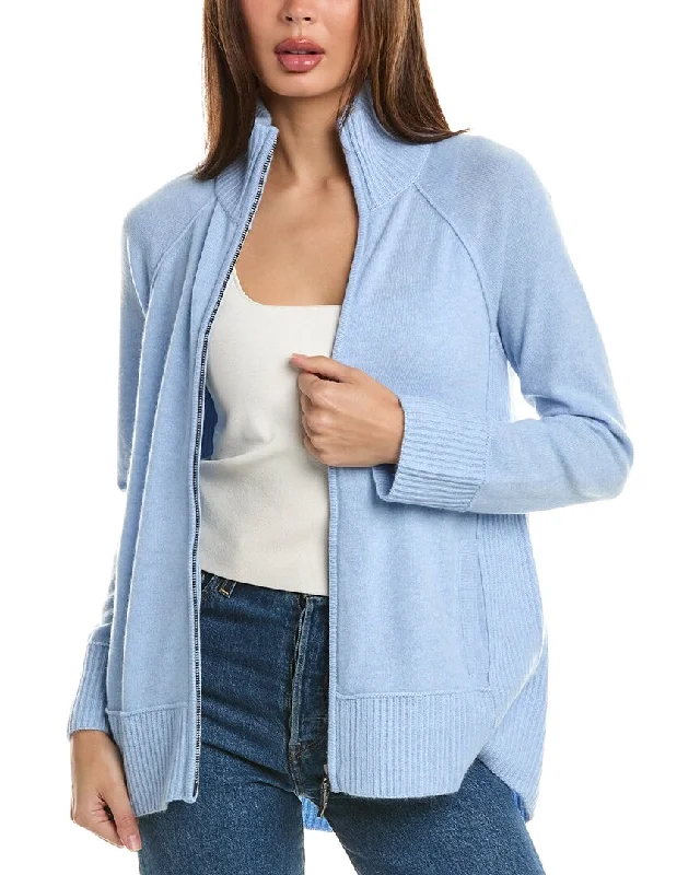 Forte Cashmere Zip Mock Cashmere Cardigan