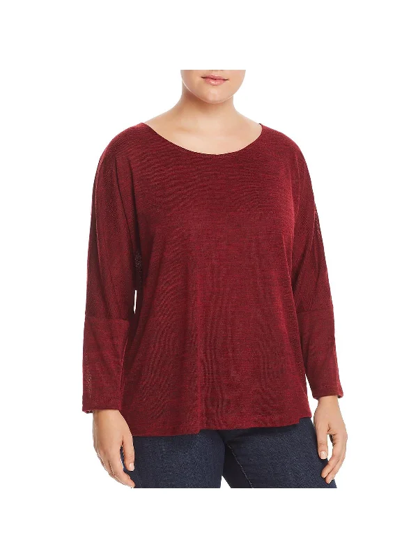 Plus Womens Lightweight Round Neck Pullover Sweater