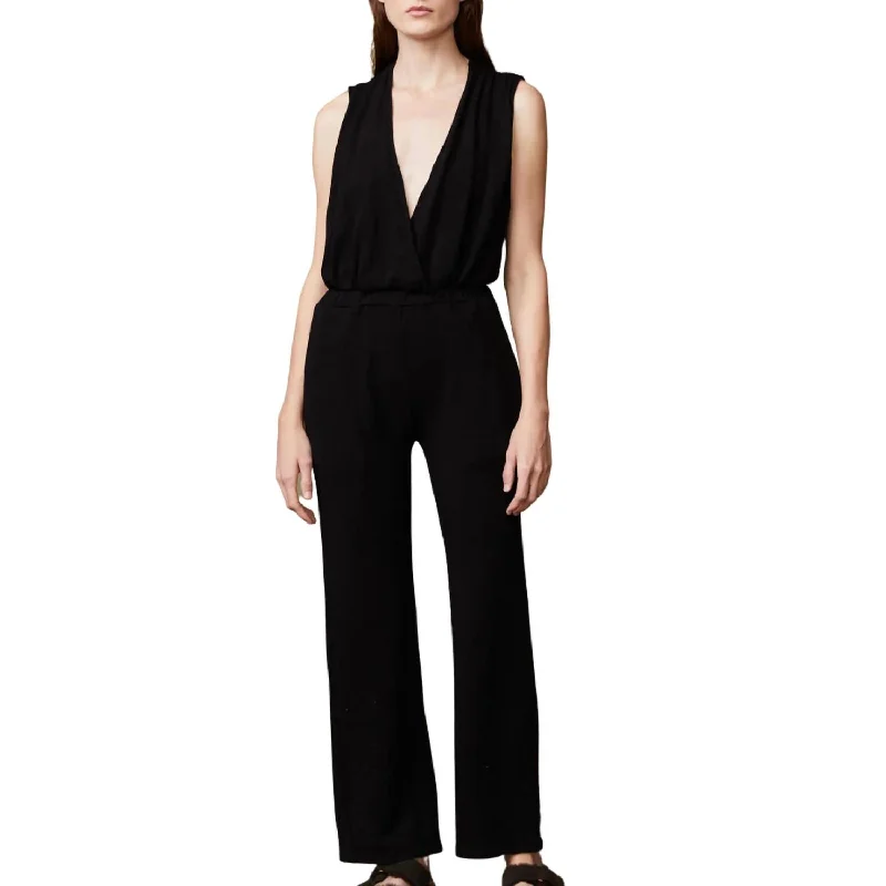 Supersoft 70's Jumpsuit In Black