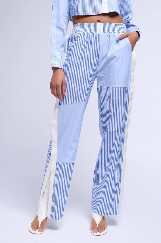 REESE MIXED STRIPE POPLIN WIDE LEG PANT