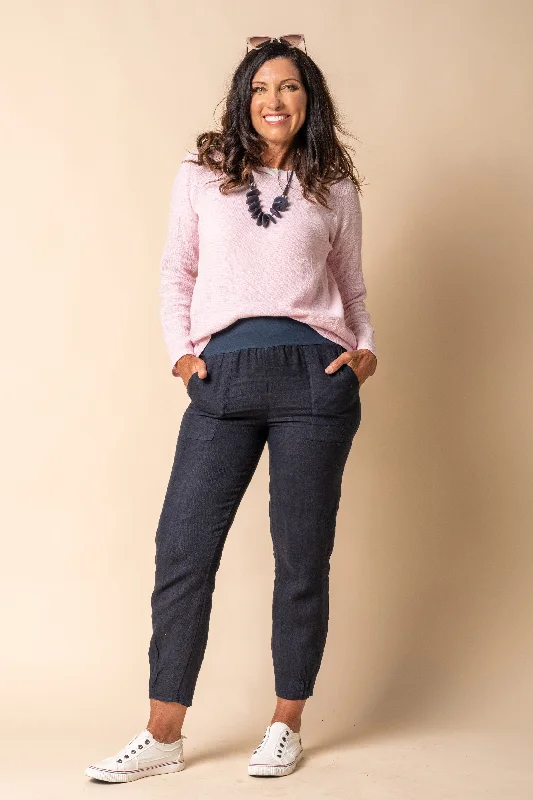 Rianne Linen Pants in Navy