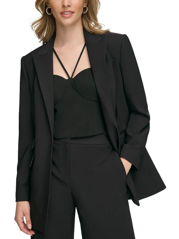 Womens Pocket` Business Open-Front Blazer