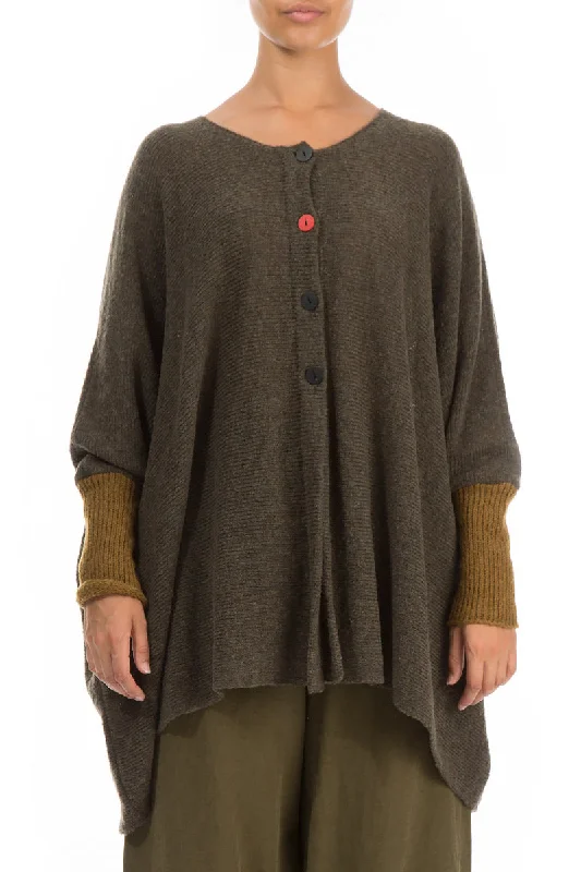 Loose Boxy Khaki Mustard Wool Cardigan